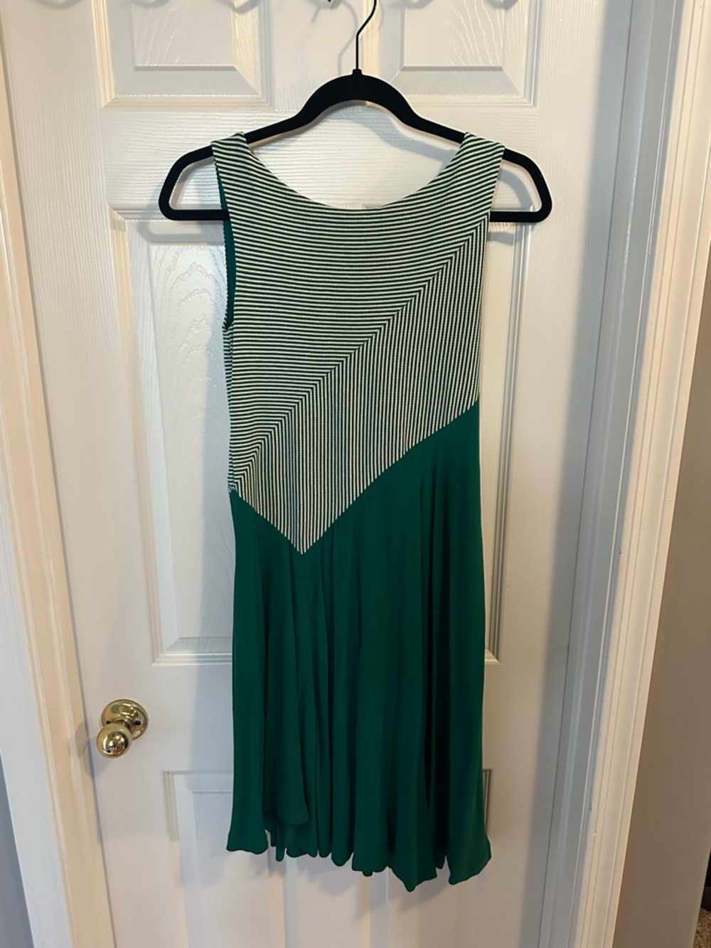 Anthropologie Maeve Green and Ivory Striped Midi Dress